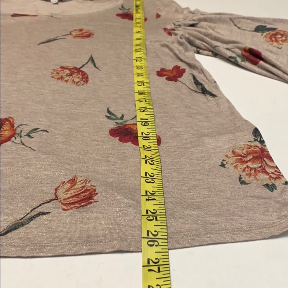 Lucky Brand Women’s Duquet Blouse – Floral Metallic Bell Sleeves, Size Medium - Picture 13 of 15